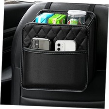 Car Back Seat Organizer, Hanging PU Leather Car Storage Bag, Black 1Pack 