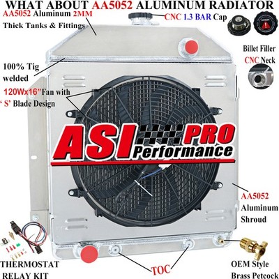 3Row Radiator&Shroud Fan For 1949~1953 51 Ford Cars Club Crestline Country Sedan