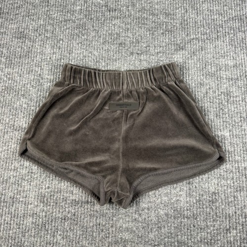 Fear of God, Fear of God Essentials Velour Short Shorts Womens XS Charcoal Gray Elastic Waist