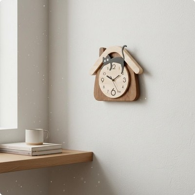 Geräuschlose Feline Uhr Niedliche Kreatur Dekoration Feline Wanduhr