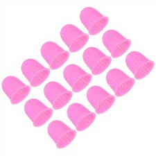 15 Pcs Rubber Finger Tips Thumb Fingertip Protector, Pink Large Size