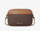 Michael Kors Jet Set Travel Small Signature Logo Camera Crossbody Bag Brown