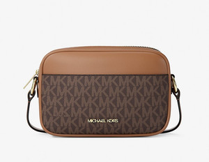 Michael Kors Jet Set Travel Small Signature Logo Camera Crossbody Bag Brown