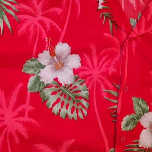 VHO Hawaiian Shirt Mens 3XL Red Floral Tropical Palm Short Sleeve Button Up - Picture 7 of 8
