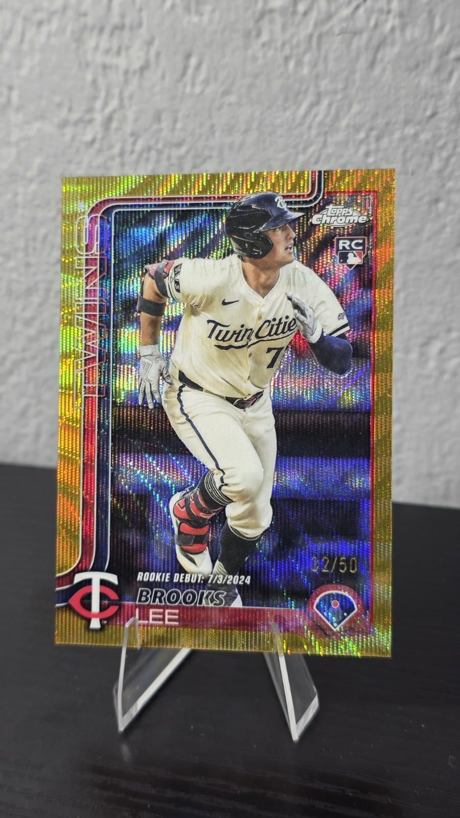 BROOKS LEE 2025 TOPPS CHROME UPDATE ROOKIE DEBUT GOLD WAVE RC /50