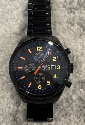 Esq Movado Men's Watch Black Stainless Steel. Black Dial Swiss Quartz