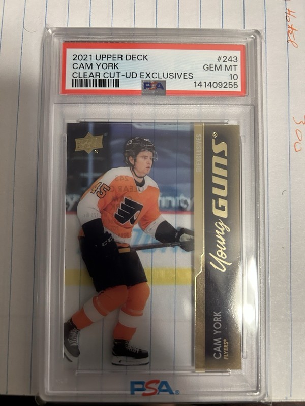 2021-22 Upper Deck Cam York Clear Cut Exclusives Young Guns PSA 10