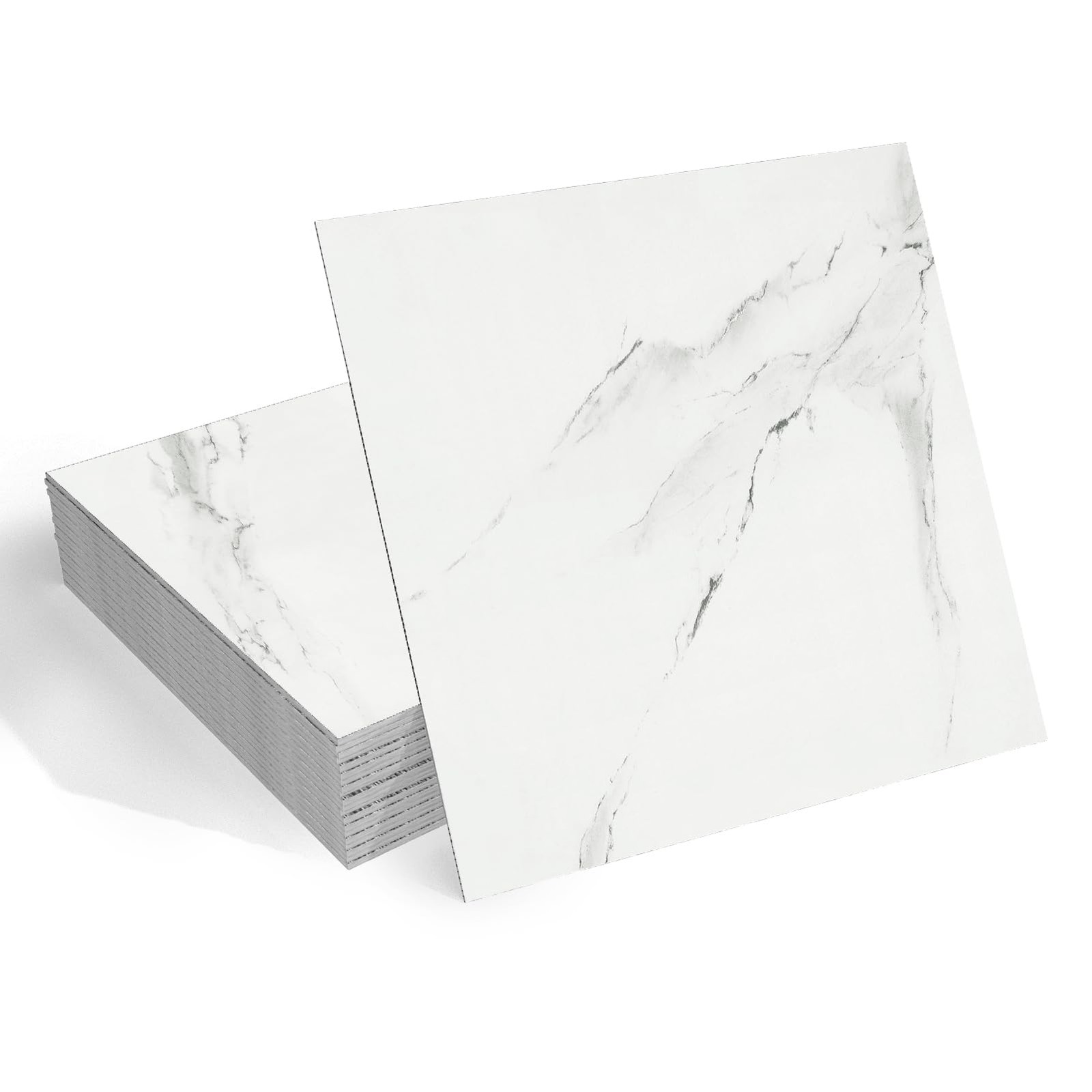 White Peel and Stick Waterproof Marble Vinyl Flooring Self Adhesive Tile