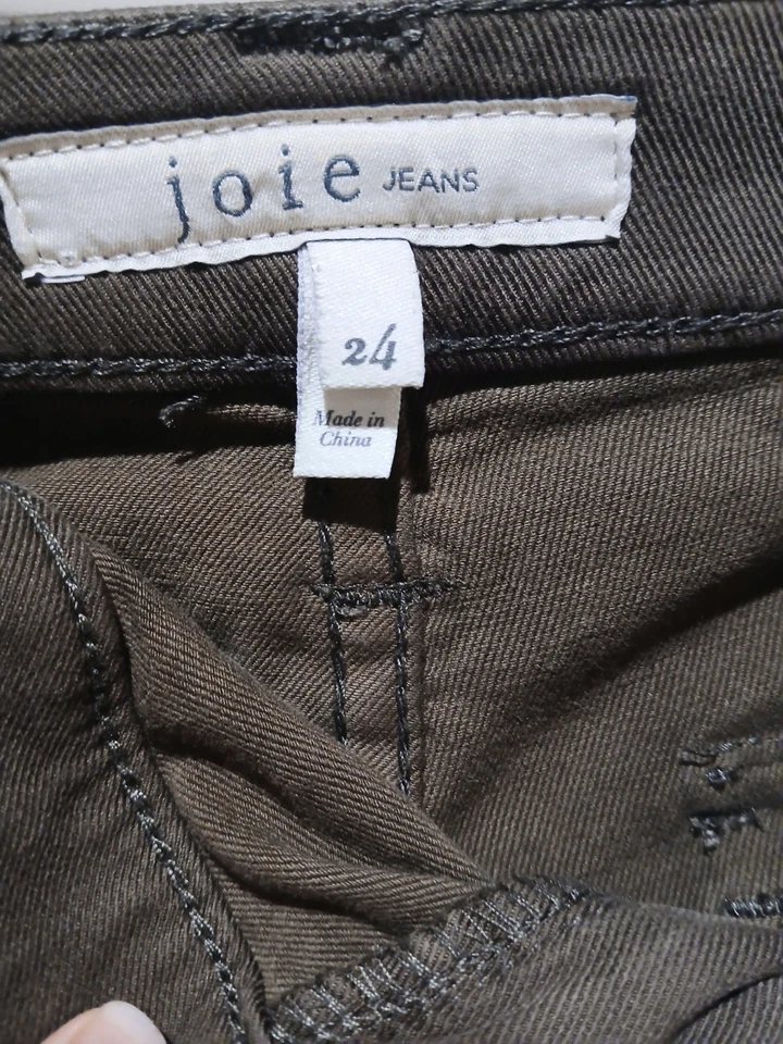 Pantalones cargo Joie Utility para mujer talla:24 verde militar algodón elástico recortados al tobillo Foto 4 de 4
