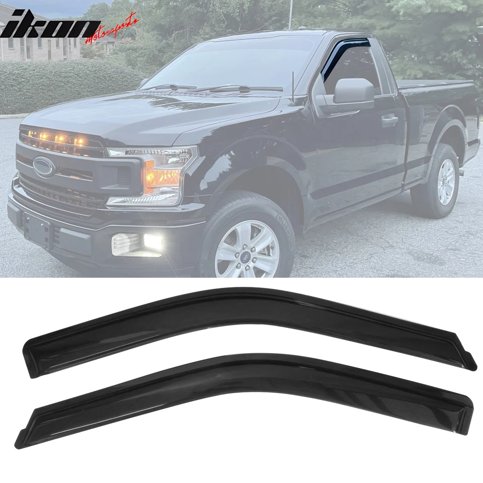 Fits 15-25 Ford F-150/17-25 F250-F450 Standard Cab Rain Window Visors Acrylic