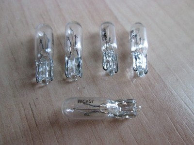 (5) Light Bulbs T5 12V 3W Watts Miniature Incandescent Instrument Wedge #E46B