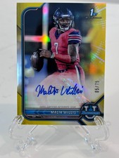 2021-22 Bowman 1st Chrome Auto Malik Willis Yellow Refractor #5/75 *Free Agent*
