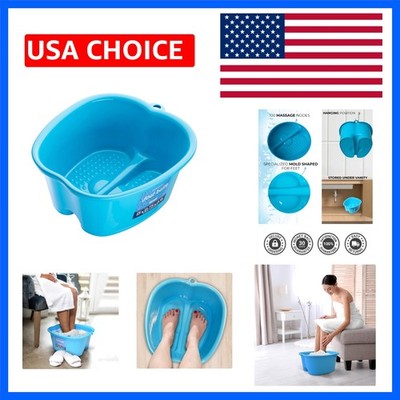 Comfortable Blue Foot Bath with Raised Dots - Ideal for Sore Feet and Odors
