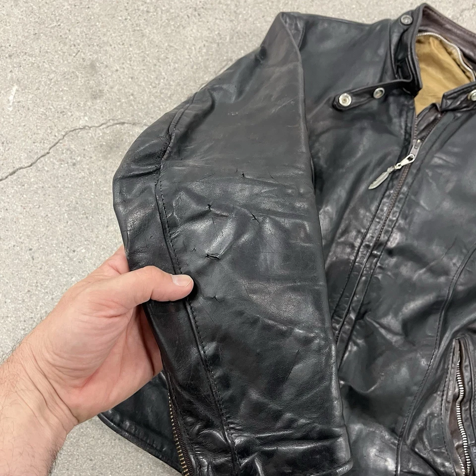 Vintage SCHOTT NYC Leather Cafe Racer Womens - Image 2 of 4