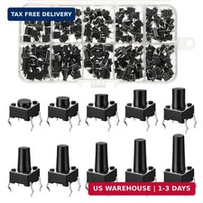 200 Pcs 10 Values 6 x 6 mm Tactile Push Button Switch, 4 Pins Micro Momentary Ta