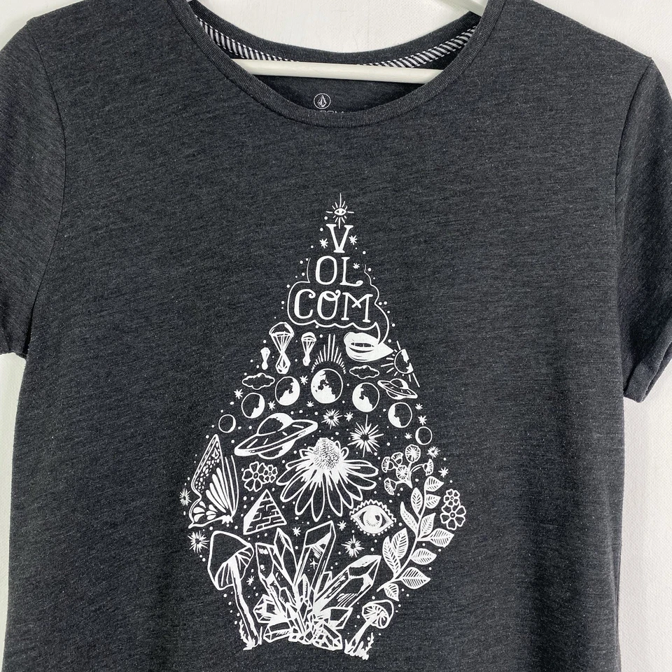 Volcom T-Shirt Gr.S Damen Skateboard Grau Kurzarm Bedruckt Logo - Bild 3 von 4