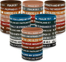 JUNEBRUSHS 64Pcs Bible Verse Rubber Bracelets Bulk Inspirational Christian