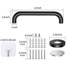 12-Inch Black Stainless Steel Grab Bar