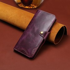 For iPhone 17 Pro Max 16 15 Plus 14 Genuine Leather Wallet Case with Wrist Strap