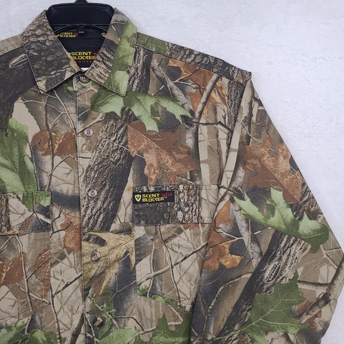 Scent Blocker Plus Button Up Shirt Mens Medium Realtree Hardwoods Camouflage EUC - Picture 11 of 13