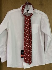 New With Tags Boys White Chaps Dress Shirt Size 10-12 And Red J. Crew Silk Tie