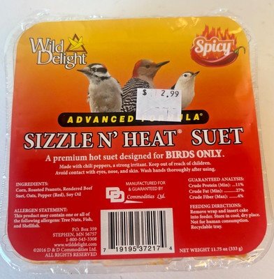 Sizzlen heat suet - wild bird feeder food  11.5 oz wild delight