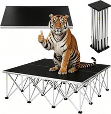 4x4ft/12x16ft Portable Anti-Slip Stage Platform with 16" Risers for Events DJ US