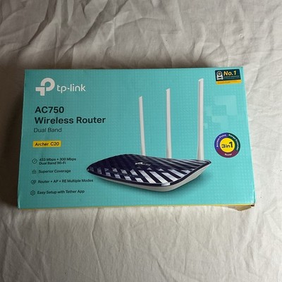 TP-Link AC750 Archer C20 Dual Band WiFi Router 3 Antenna Open Box