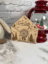 Dear Santa Envelope Ornament Christmas List Holder Wooden Tree Decoration