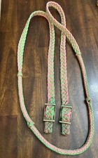 1-inch Braided Nylon Barrel Rein with knots  Approximately 91 Inches.