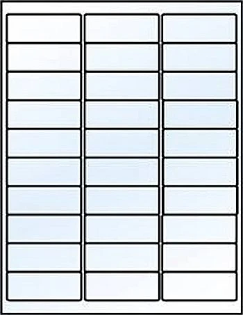 1" x 2-5/8" Laser or Ink Jet Blank Address Labels-1,000 sheets of 30 per - Image 1 of 1