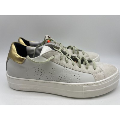 P448 Low Top White/Gold Women s Sneakers Size EUR 42/Us 11 NEW 