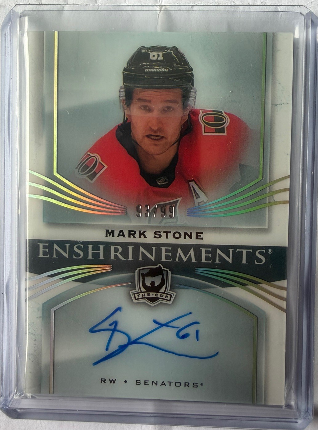 2018 The Cup Mark Stone Enshrinements Auto /99 #E-MS Ottawa Senators