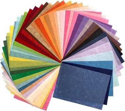 50 Sheets Mixed Colors A4 Thin Natural Fiber Mulberry Paper Sheets Art Tissue Wa