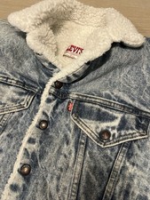 Vintage Levi's Trucker Denim/Cotton Jacket Made In USA Washed/Acid wash