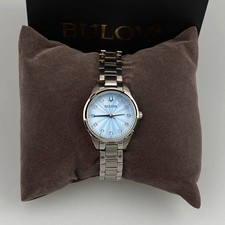 Bulova Sutton Blue Diamond Dial Stainless Steel Women's Quartz Watch 96P250 28mm