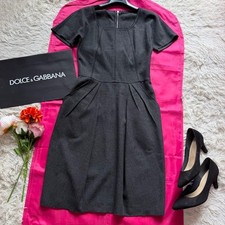 D&G Dolce Gabbana Gray Wool Blend Fit Flare Dress Size M Short Sleeve