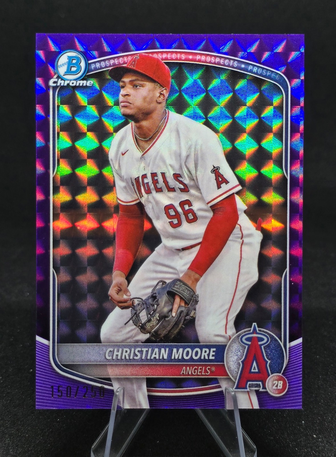 2025 Bowman Chrome Christian Moore Purple Geometric Refractor /250