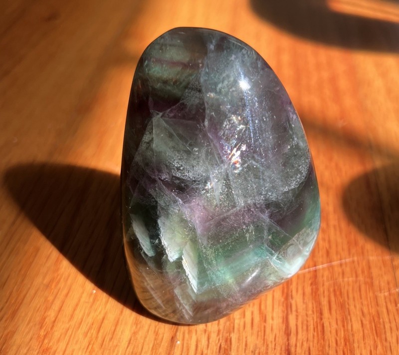 Fluorite Palm Stone Quartz Crystal Specimen Polished Healing