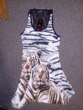 NWT Womens Silk + Polyester  Tigers + Lace Ba...