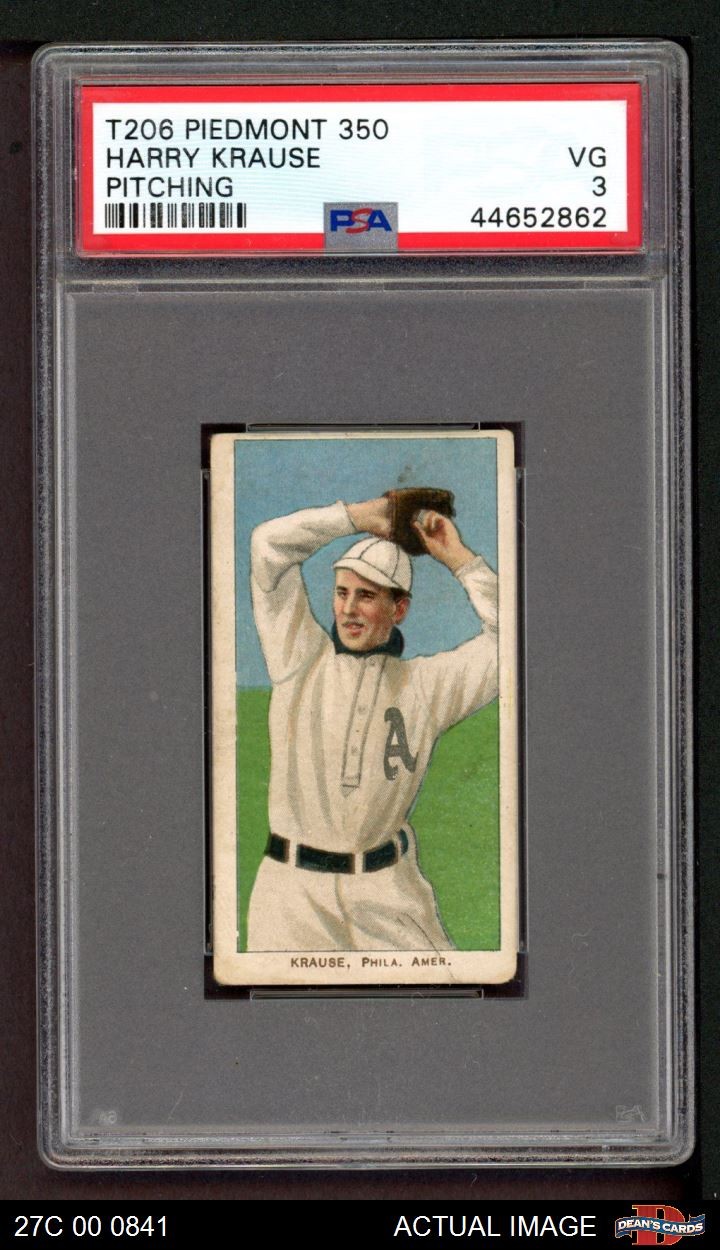 1909 T206 Harry Krause Pitching Athletics VARIATION PSA 3 - VG