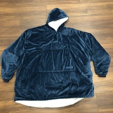 THE COMFY Original Hoodie Oversized Microfiber  Sherpa Wearable Blanket Blue