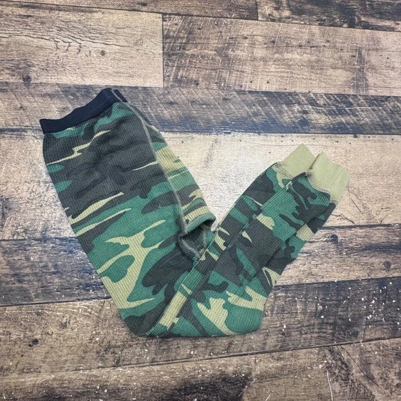 JE Morgan Camouflage Thermal Underwear Bottoms Long Johns Waffle Knit Men's