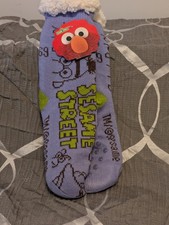 Sesame Street Sherpa Lined Socks, One Size, Gripper Bottoms, Burt Ernie NEW