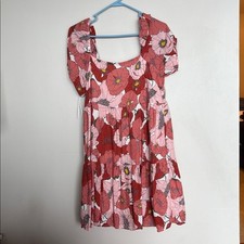 LOFT Floral Puff Sleeve Babydoll Dress Size 8