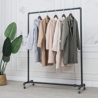ndustrial Pipe Clothing Rack Rolling Garment Rack Heavy Duty Retail Display