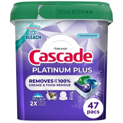 Cascade Platinum Plus Pods Dishwasher Detergent - Mountain Scent - 47ct