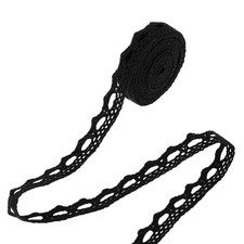 Merletto decorativo 2yd x 0.39", pizzo svolazzante per cucito, nero