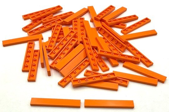 Lego 50 New Orange Tiles Flat Smooth 1 x 6 Parts