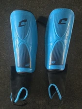 CHAMPRO D2 Soccer Shin Guards A1250B Large Optic Blue High-Impact Shell Straps